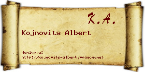 Kojnovits Albert névjegykártya