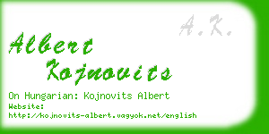 albert kojnovits business card